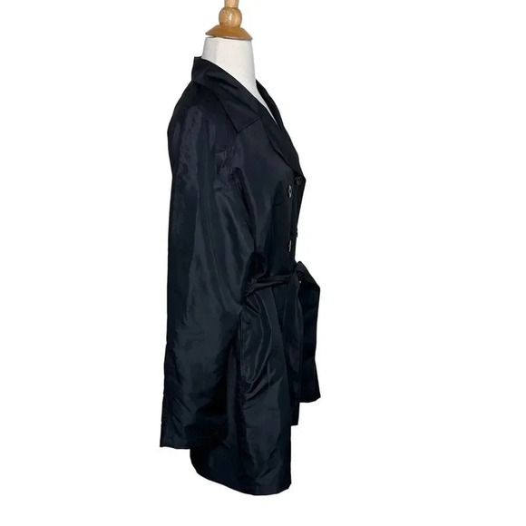 Blair black lightweight double breasted belted trench raincoat womens size L NEW - Picture 2 of 8